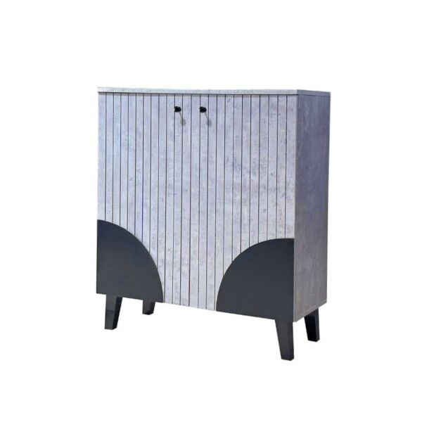 خزانة أحذية 2 باب مارفيل - رمادي واسود