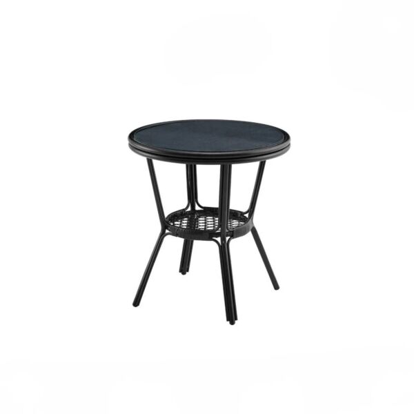 طاولة خارجية دائرية 60 سم بارو - رمادي واسود