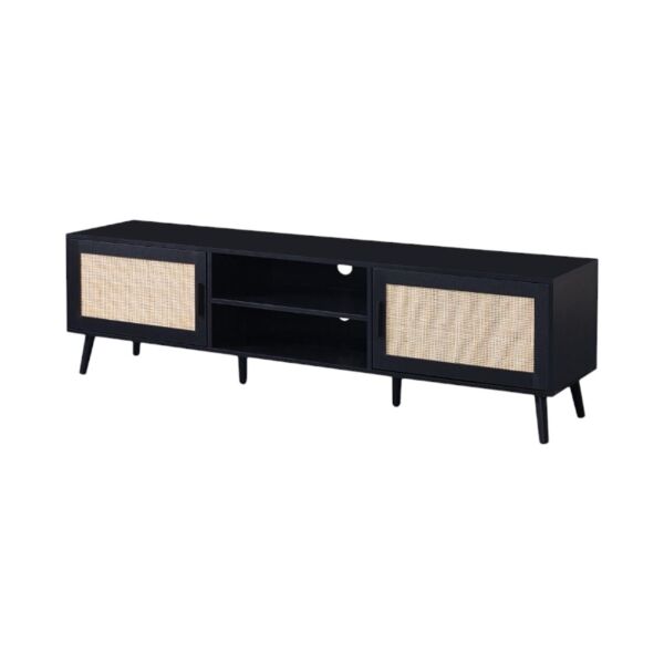 طاولة تلفزيون 180 سم شاكرا - اسود وخشبي
