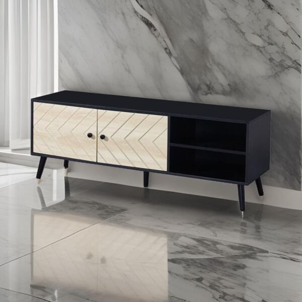 طاولة تلفزيون 140 سم شارل - اسود وبيج