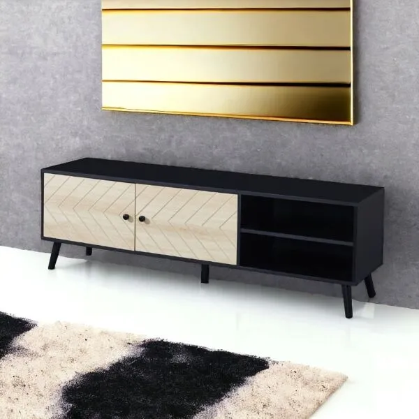 طاولة تلفزيون 160 سم شارل - اسود وبيج