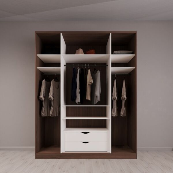دولاب ملابس براتس - 4 أبواب - بني