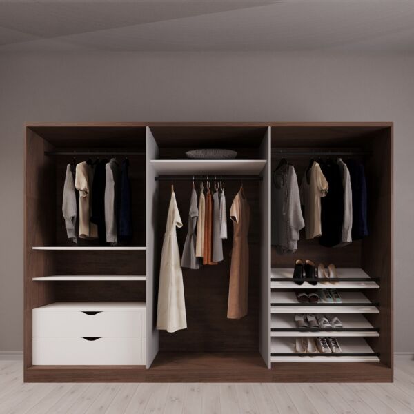 دولاب ملابس فابري - 6 أبواب - بني