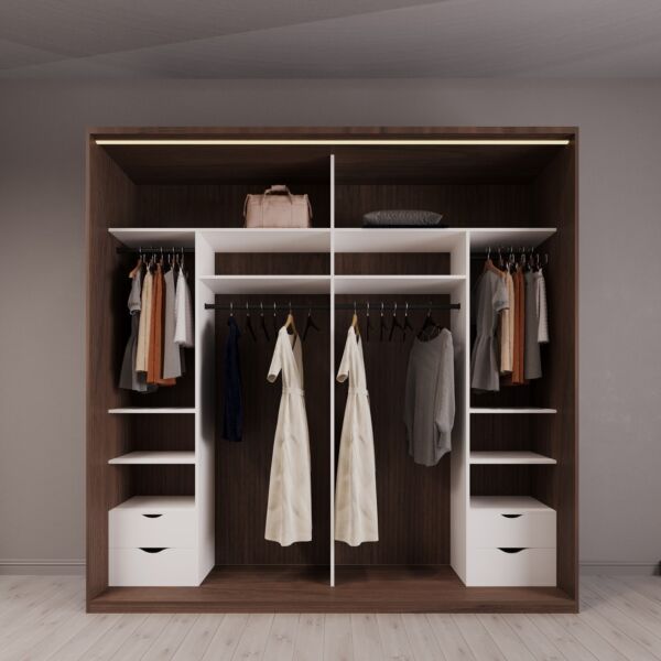 دولاب ملابس ابواب منزلقة سيرايا تريلو - بابين - بني