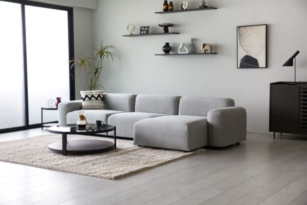 كنب زاوية حرف L ماستر - رمادي فاتح