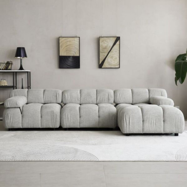 كنب زاوية يمين ويسار بابلز - رمادي فاتح