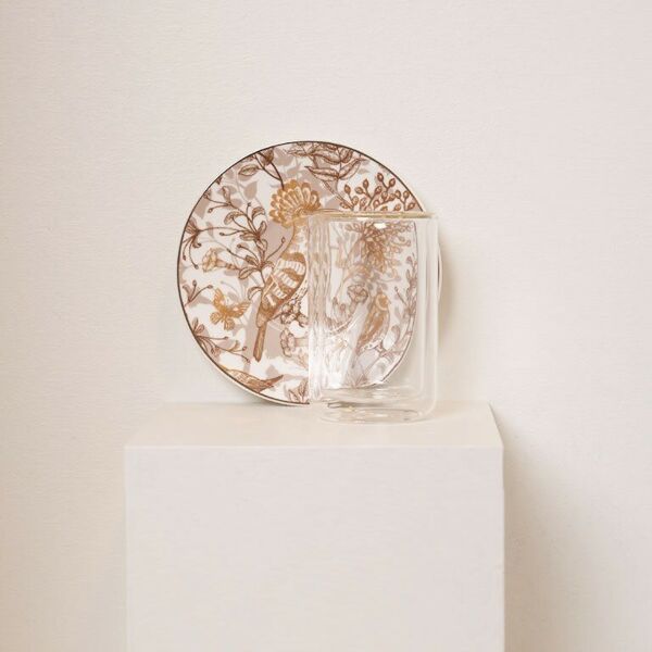 طقم بيالات شاي وصحون رويال 12 قطعة - ذهبي وأبيض