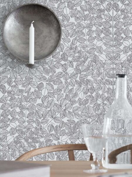 ورق جدران منقوش سكندفيون ديزاينرز - أبيض واسود