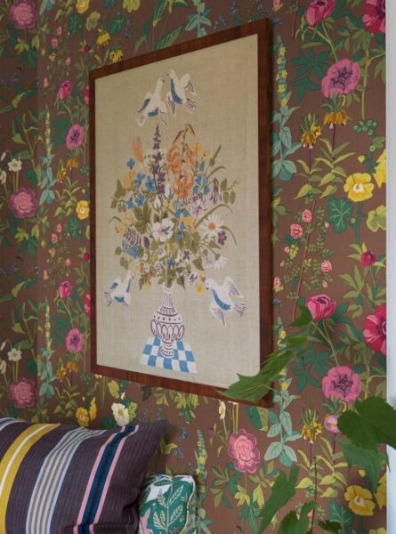 ورق جدران ريترو - بني ومتعدد الالوان