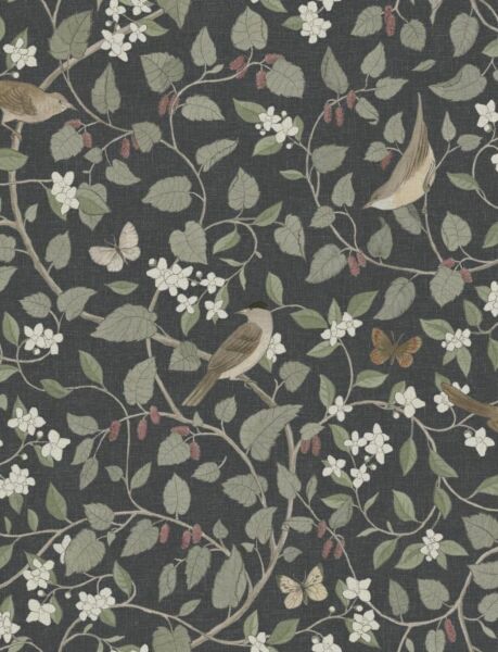 ورق جدران طبعة خاصة مزهرة - اسود