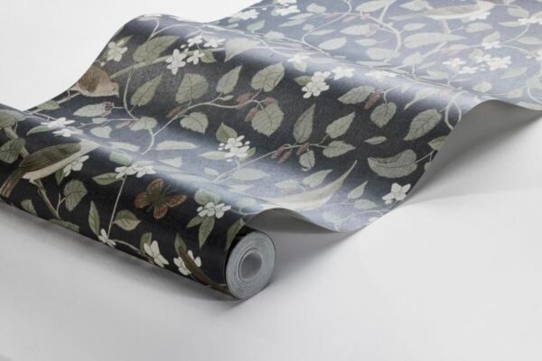 ورق جدران طبعة خاصة مزهرة - اسود