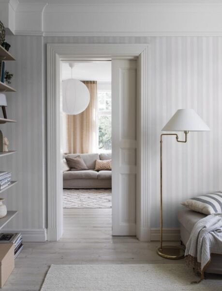 ورق جدران مقلم تيملس - ابيض