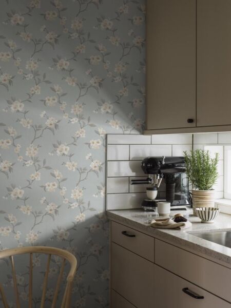 ورق جدران منقوش بورسنهم - ازرق فاتح