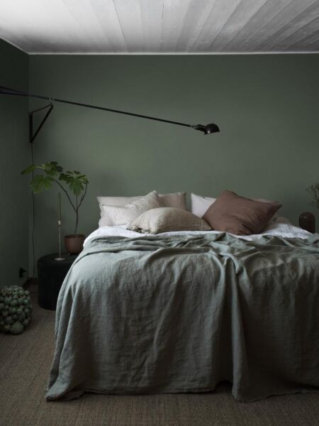 ورق جدارن سادة من لينين - اخضر داكن