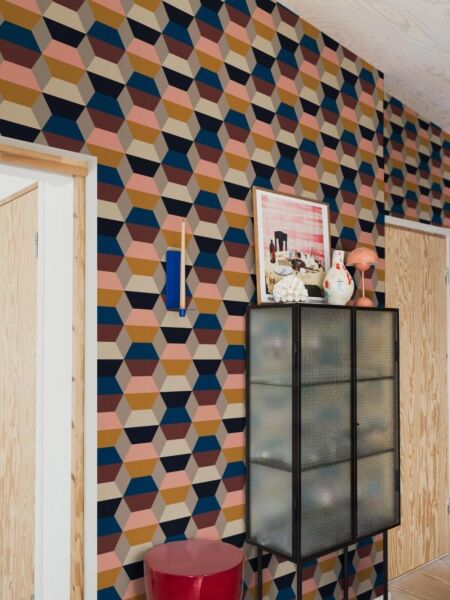 ورق جدران منقوش بتصاميم هندسية - متعدد الالوان