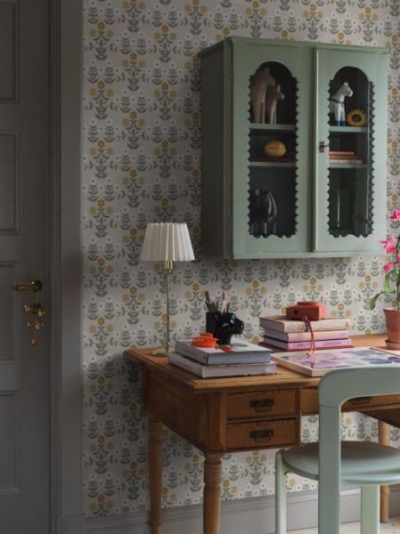 ورق جدران نمط زهور نيو هيرتيج - اصفر