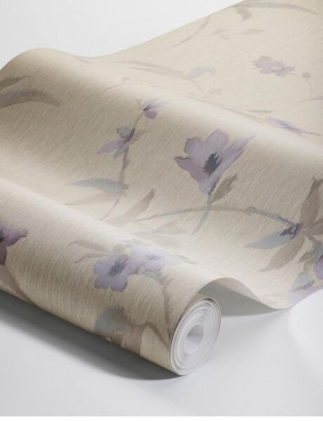 ورق جدران سويدش - بيج وبنفسجي