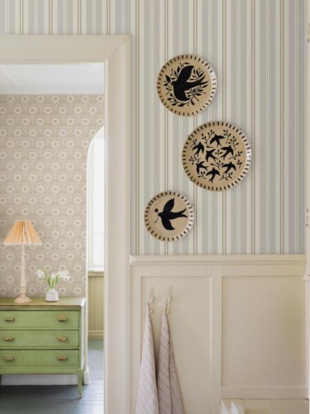 ورق جدران مقلم لويز - رمادي ومتعدد الالوان