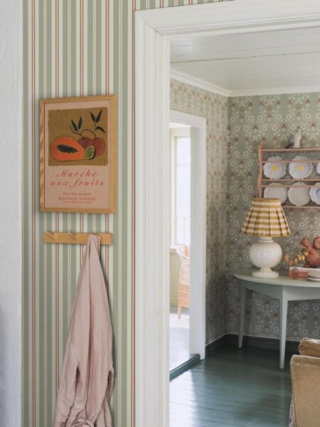 ورق جدران مقلم لويز - اخضر ومتعدد الالوان