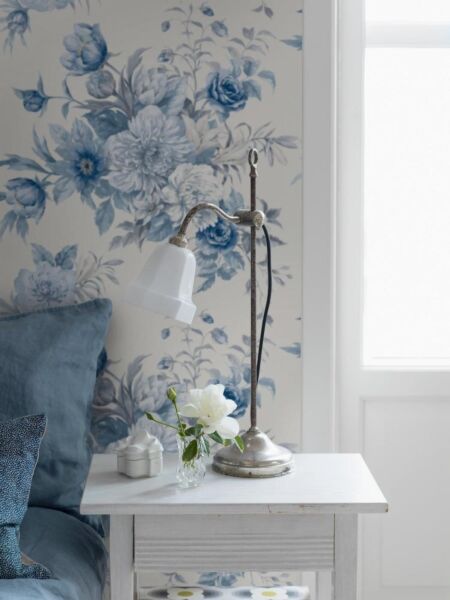 ورق جدران روديس - ازرق وابيض