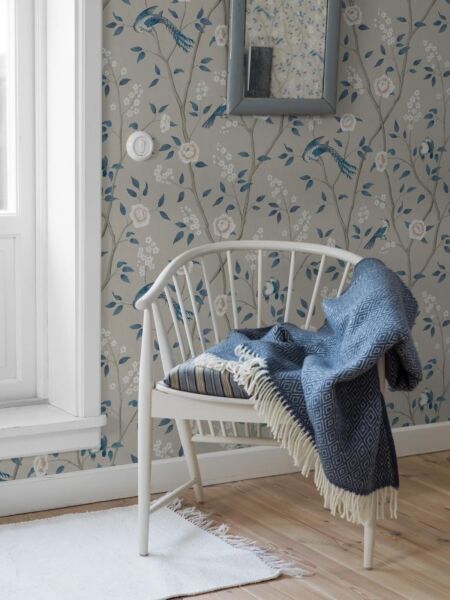 ورق جدران منقوش روبيرت - ازرق فاتح