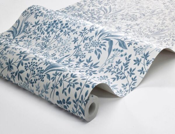 ورق جدران فيروني - ازرق وابيض