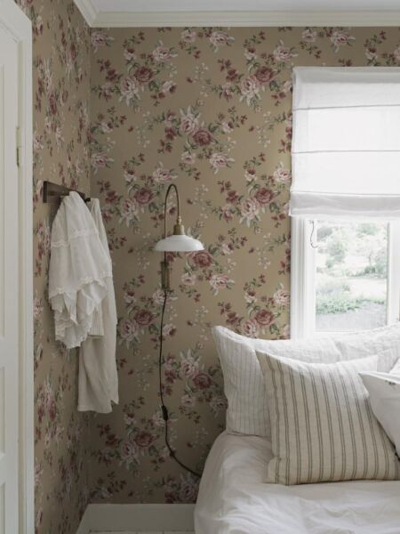 ورق جدران منقوش نويبي - بني داكن