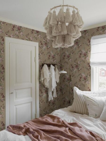 ورق جدران منقوش نويبي - بني داكن