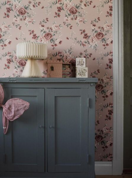 ورق جدران منقوش نويبي - وردي فاتح