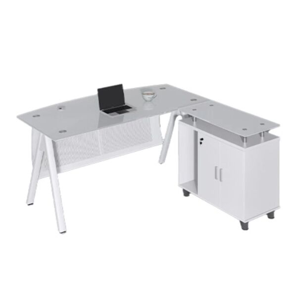 طاولة مكتب مع أدراج وملحق رالف - ابيض 