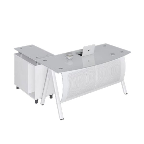 طاولة مكتب مع أدراج وملحق رالف - ابيض 