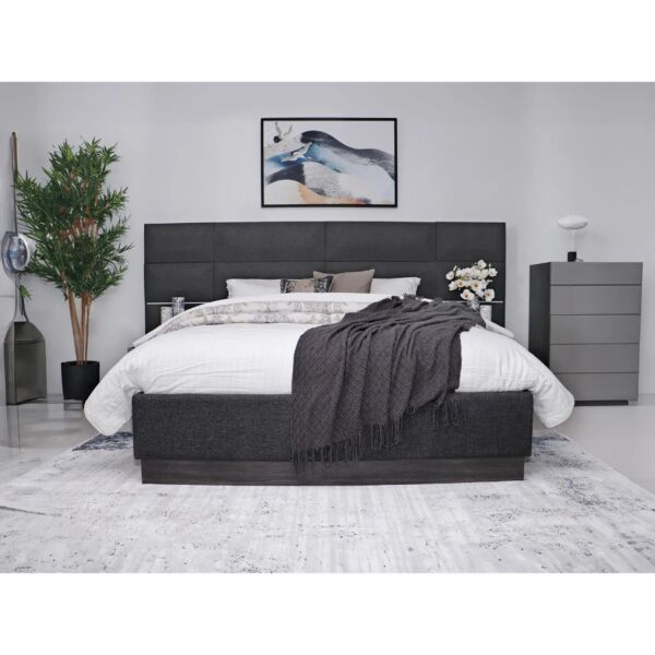 طقم غرفة نوم 6 قطع كينغ 180x200 اديسا - رمادي ومتعدد الالوان