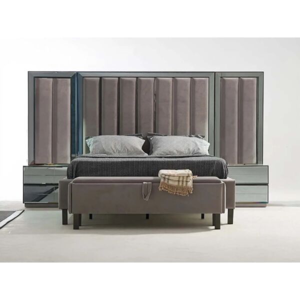 طقم غرفة نوم 8 قطع كينغ 180x200 ايلات - رمادي ومتعدد الالوان