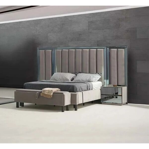 طقم غرفة نوم 8 قطع كينغ 180x200 ايلات - رمادي ومتعدد الالوان