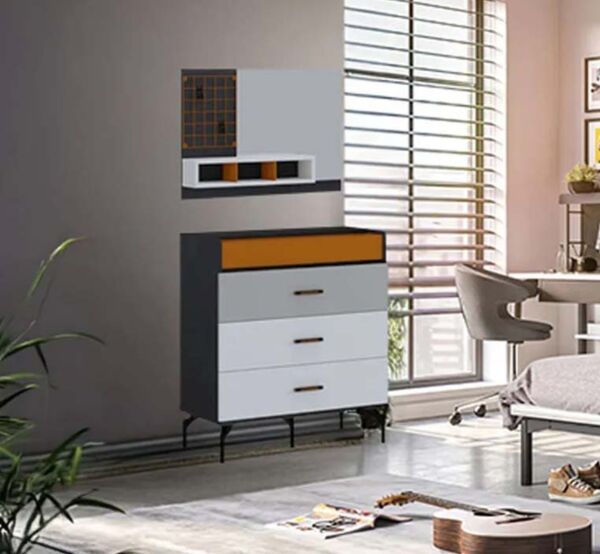 طاولة تزيين مع مرآه تريند - أبيض ومتعدد الالوان