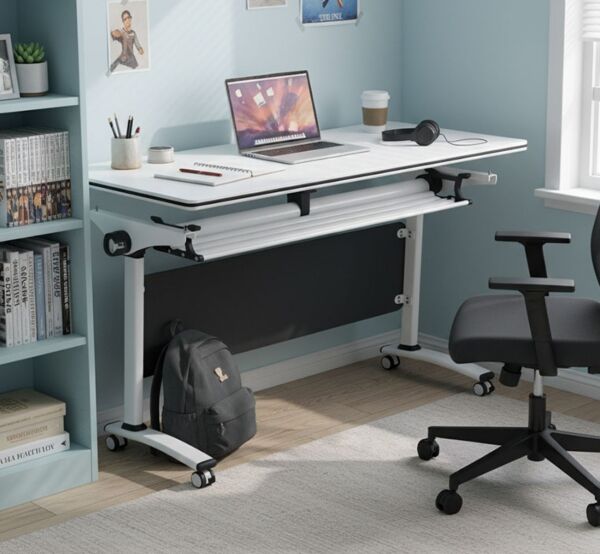 طاولة مكتب لوس قابل للطي 140 سم - ابيض واسود