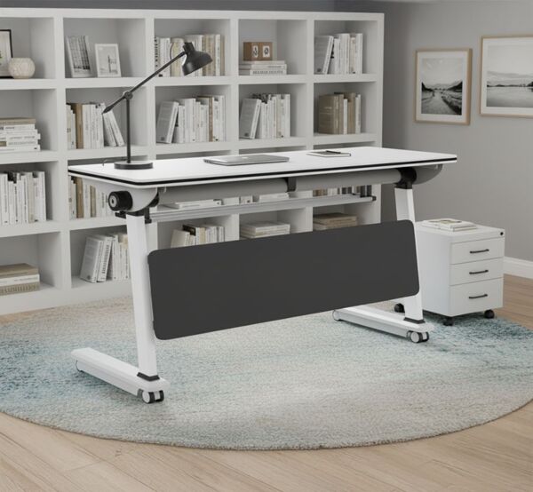 طاولة مكتب بلكو قابل للطي 180 سم - ابيض واسود