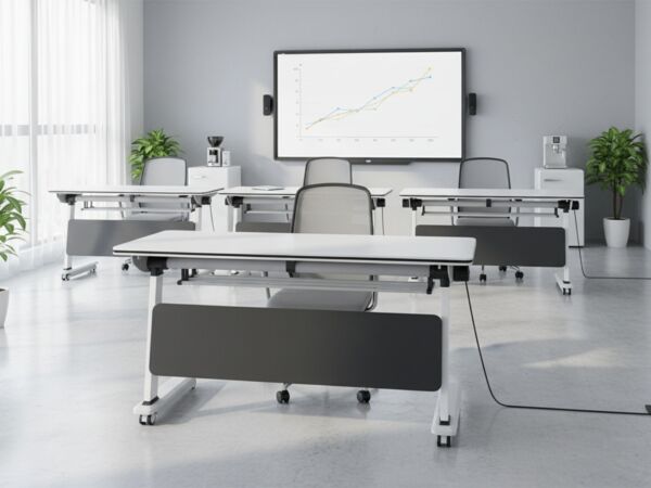 طاولة مكتب بلكو قابل للطي 180 سم - ابيض واسود