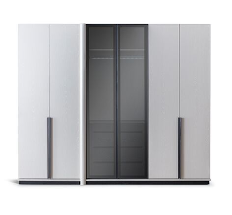 دولاب ملابس بونتي 6 ابواب - أبيض وأسود