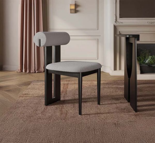 كرسي طاولة طعام لووب - رمادي واسود