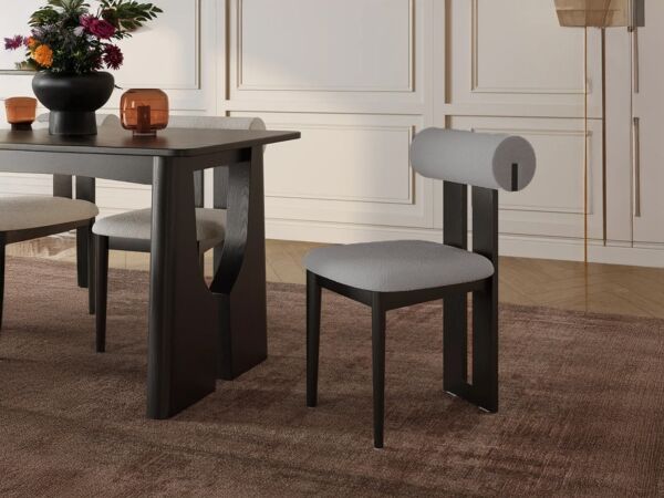 كرسي طاولة طعام لووب - رمادي واسود