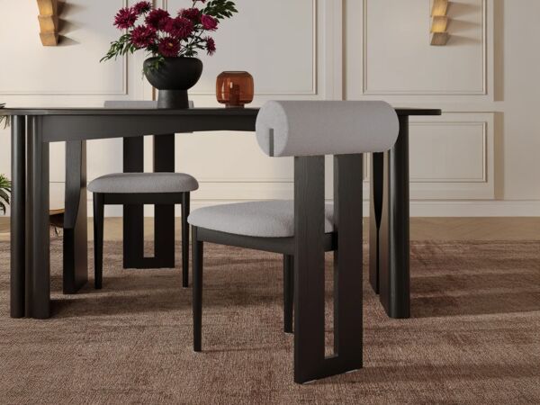 كرسي طاولة طعام لووب - رمادي واسود