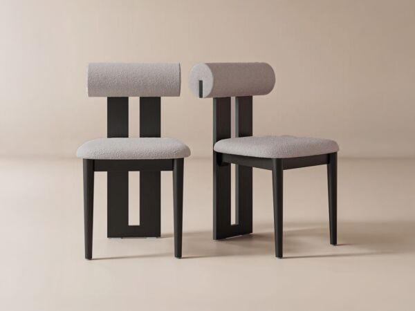 كرسي طاولة طعام لووب - رمادي واسود