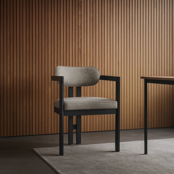 كرسي طاولة طعام بادوفا - رمادي واسود