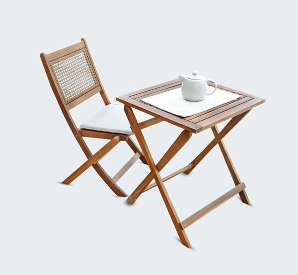 طاولة قهوة خارجية ويكر - بني