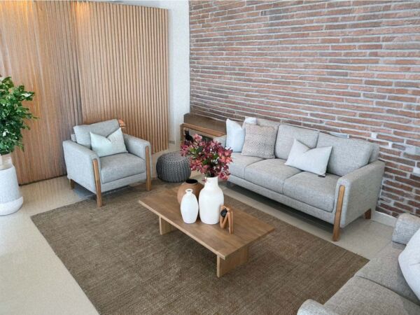 طقم كنب ميلان 3 قطع - رمادي