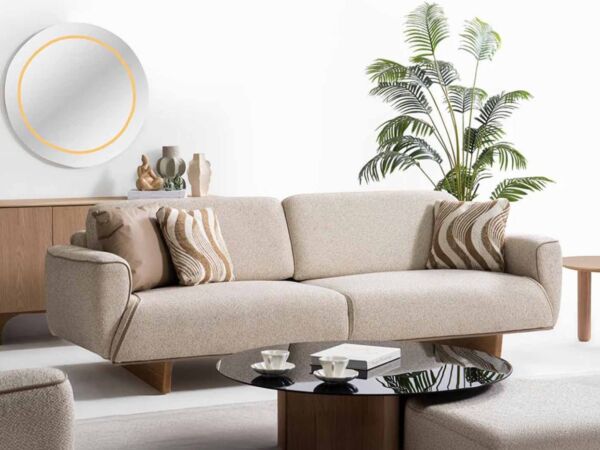 كنبة لاروس - 3 مقاعد - بيج