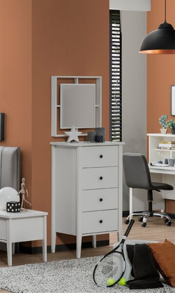 طاولة تزيين دايون مع مرآة - أبيض