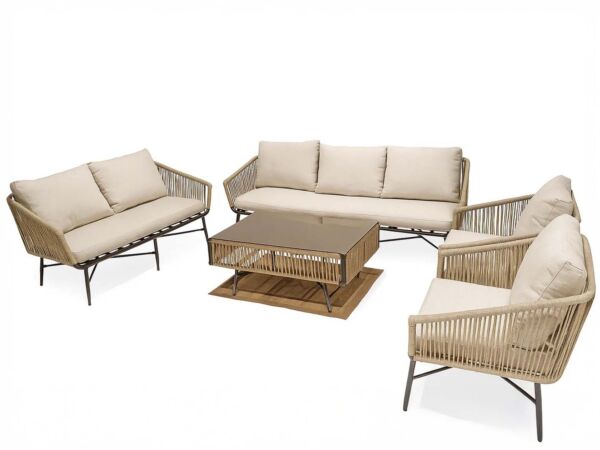طقم جلسة خارجية فيونا - 5 قطع - بيج