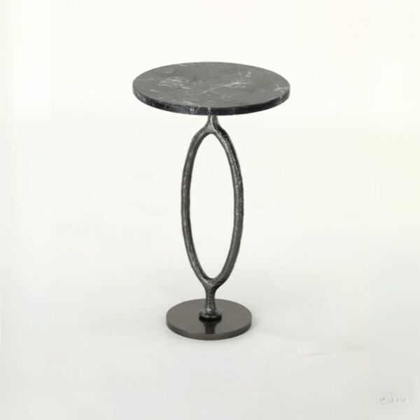 طاولة جانبية رخام وحديد - اسود